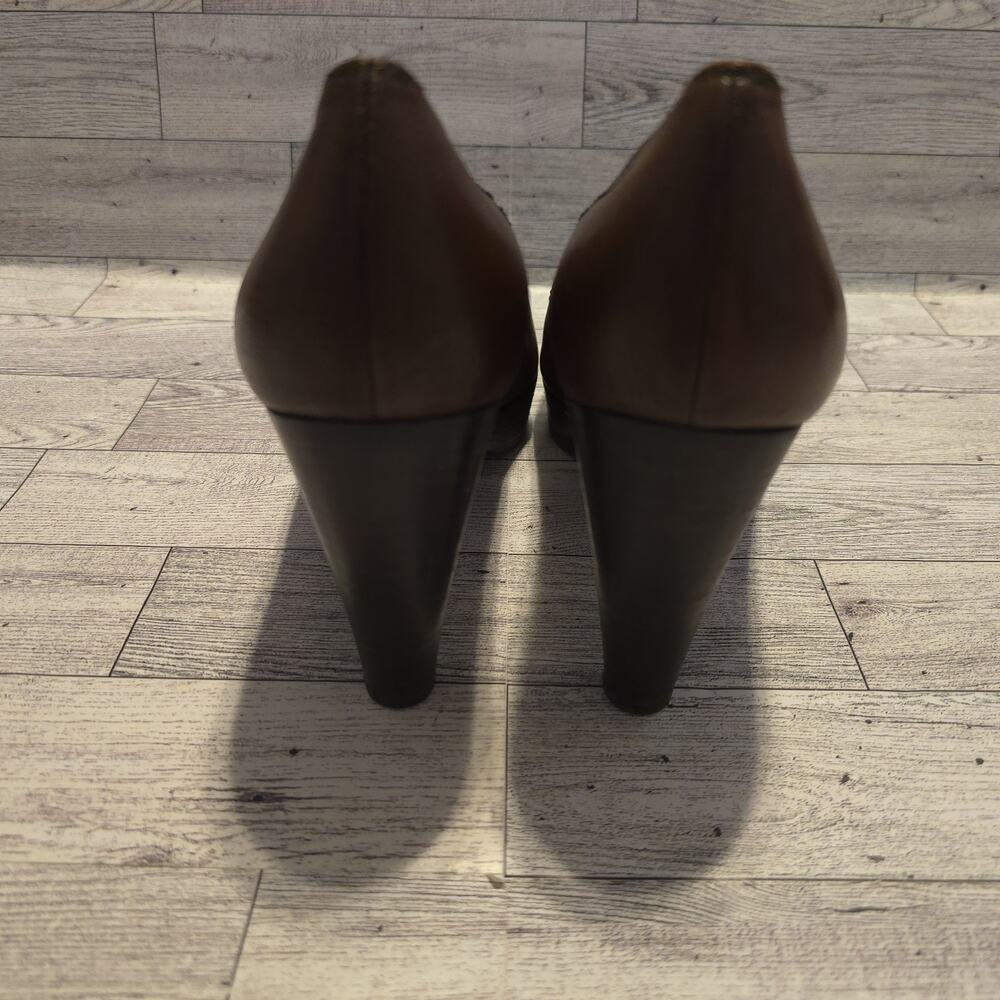 STUART WEITZMAN Brown Leather Platform Pumps 3.5" Heel Size 9M - Picture 4 of 13